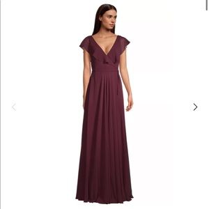 BILL LEVKOFF wine bridesmaids dress